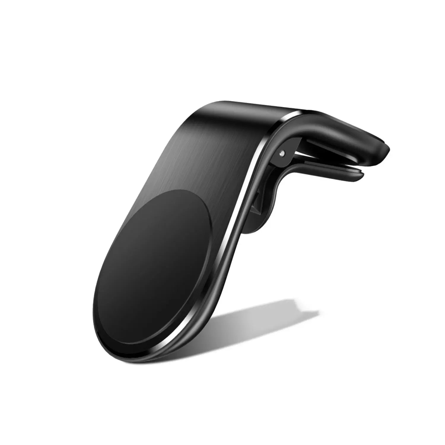 A imagem exibe um dispositivo com almofada de silicone macio, antiderrapante, que garante estabilidade e evita quedas. A descrição destaca que o material não danifica o carro e fixa firmemente o item, proporcionando segurança ao segurar com firmeza. Ideal para manter o dispositivo estável no local.